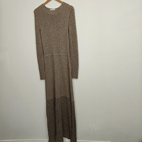 Chloé by Gabriela Hearst Metallic Gold Knit Maxi Dress Circa 2021 Collection SM - Picture 3 of 16